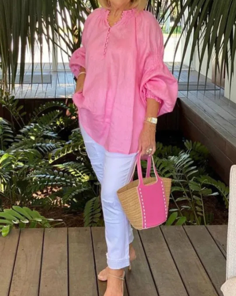 Blouse Décontractée Coton-Lin