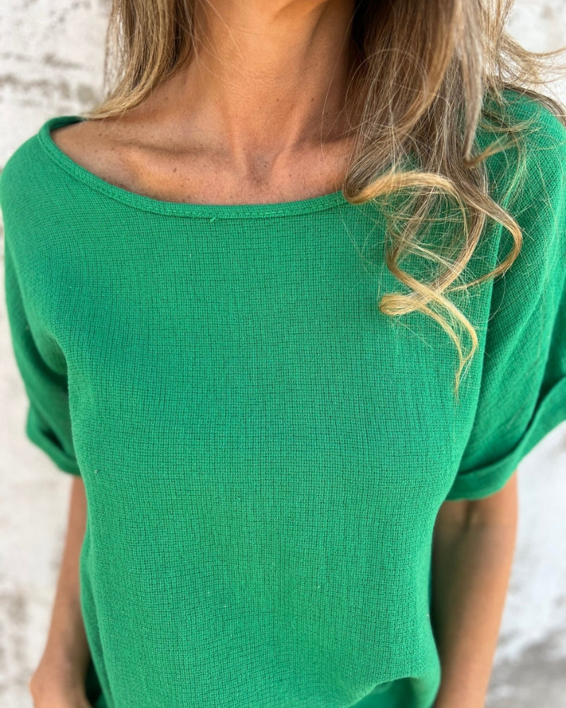 Top Boho Décontracté Vert