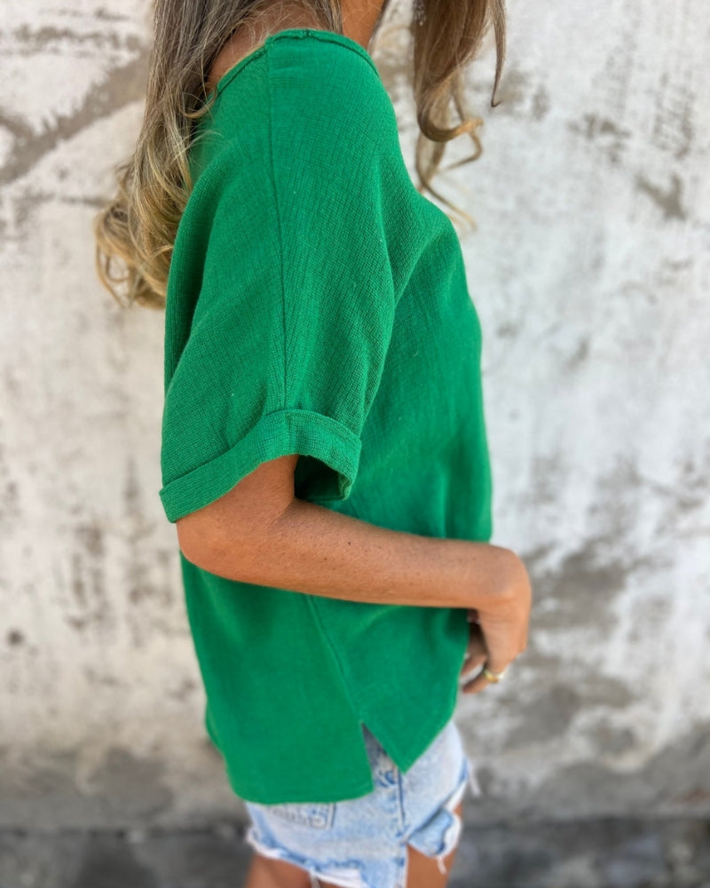 Top Boho Décontracté Vert