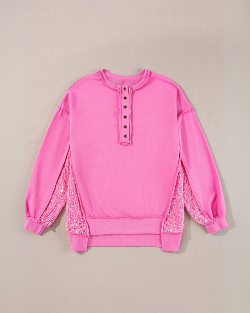 Sweatshirt à Paillettes Rose