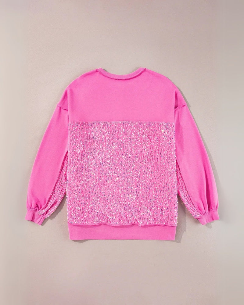 Sweatshirt à Paillettes Rose