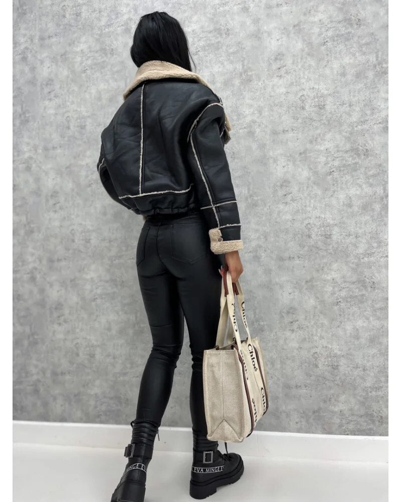 Veste Cuir Élégante Femme