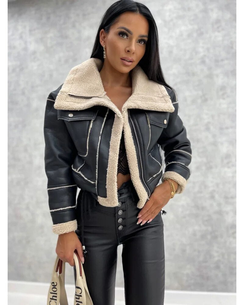 Veste Cuir Élégante Femme
