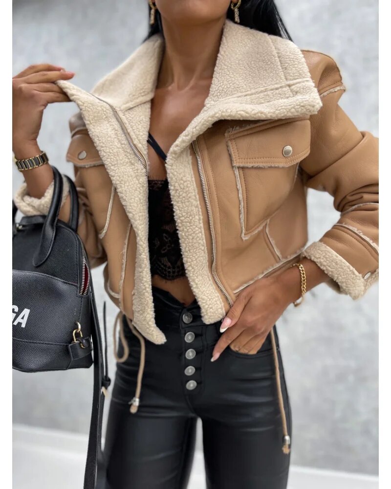 Veste Cuir Élégante Femme