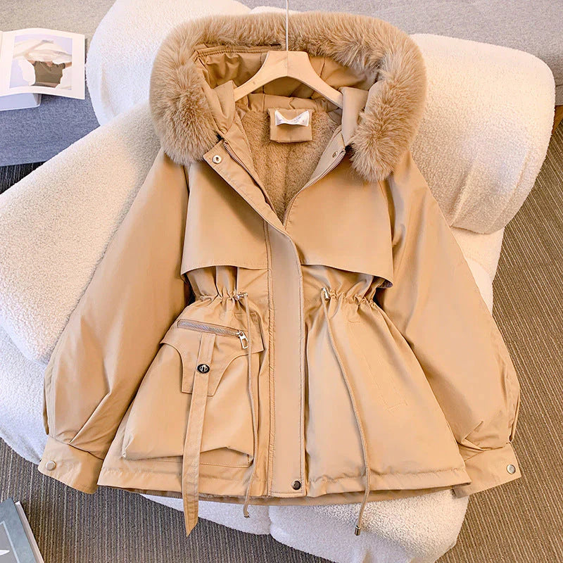 Manteau Élégant à Col Fourrure