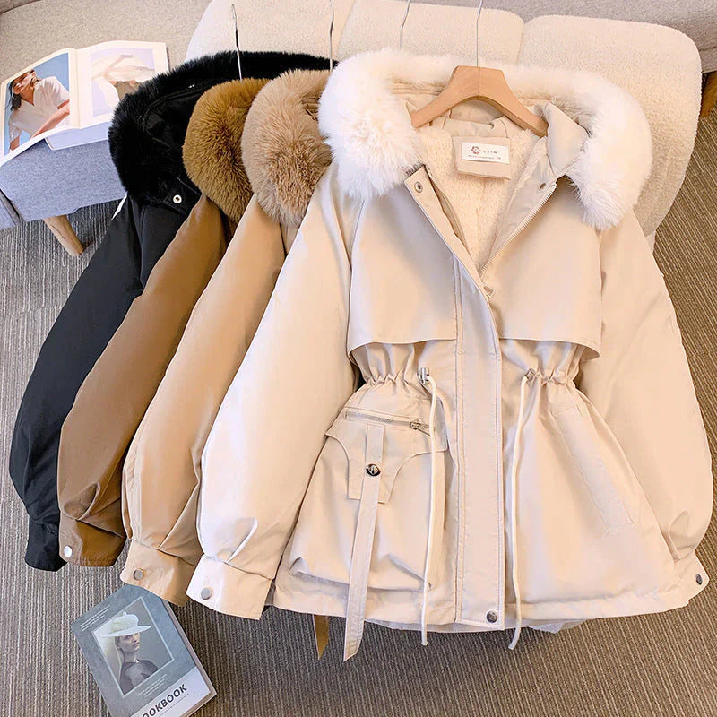 Manteau Élégant à Col Fourrure