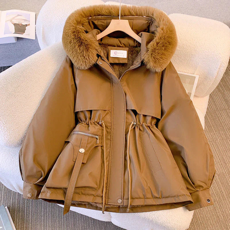 Manteau Élégant à Col Fourrure