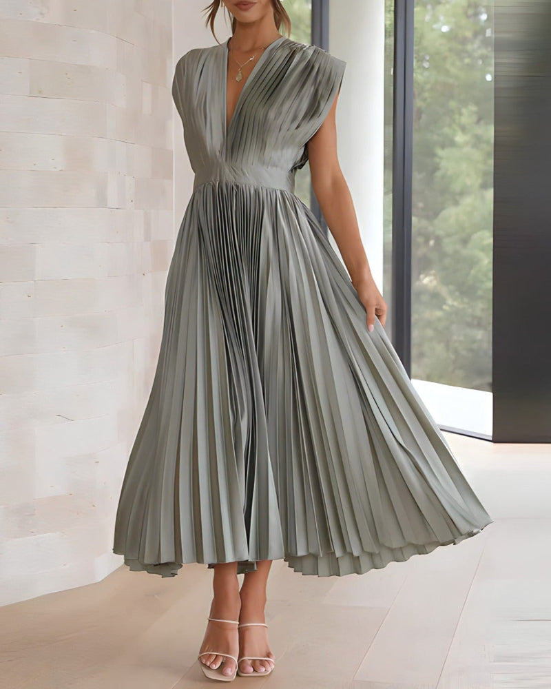 Robe Midi Plissée Élégante