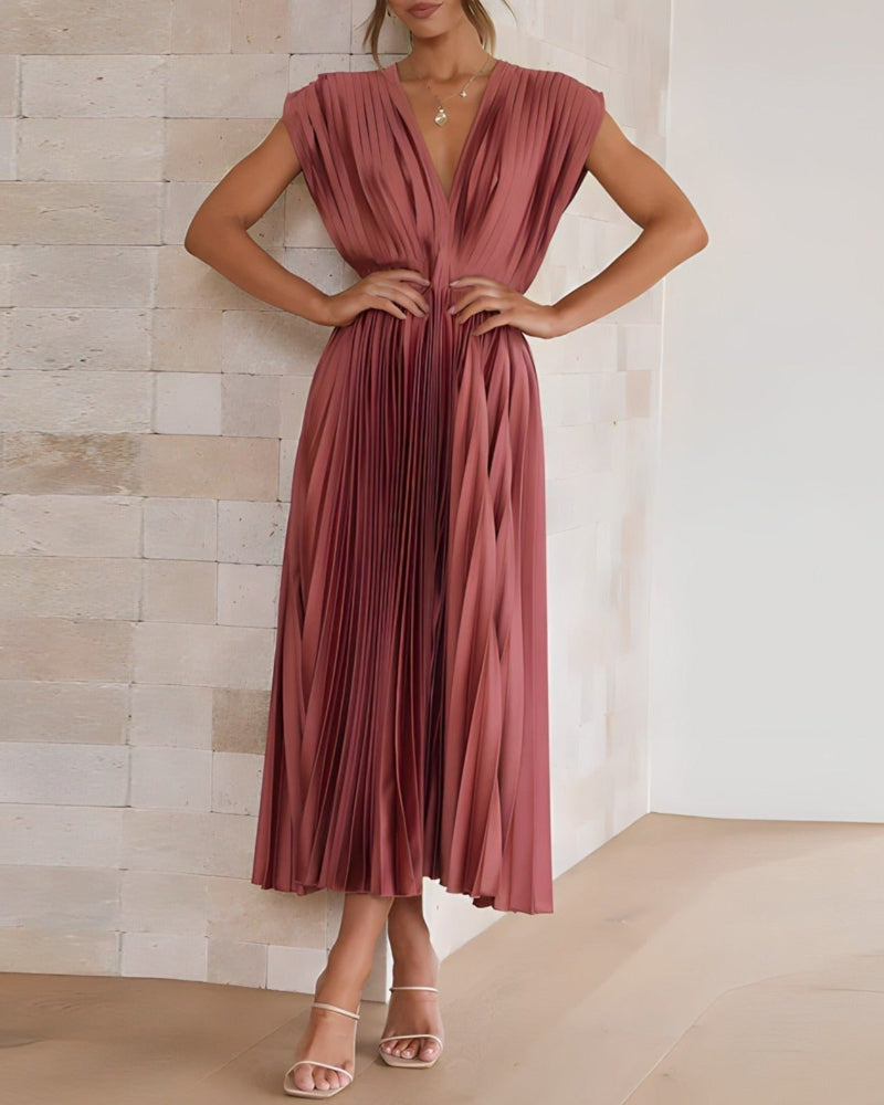 Robe Midi Plissée Élégante