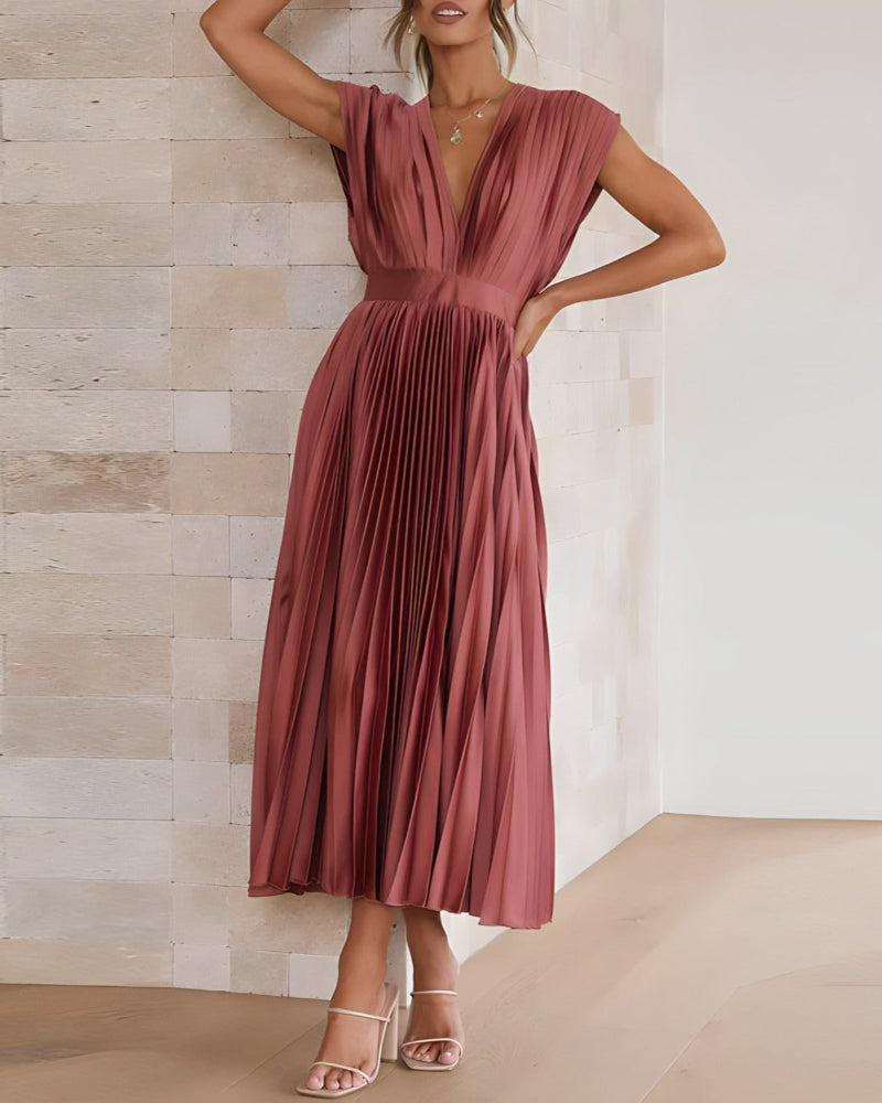 Robe Midi Plissée Élégante