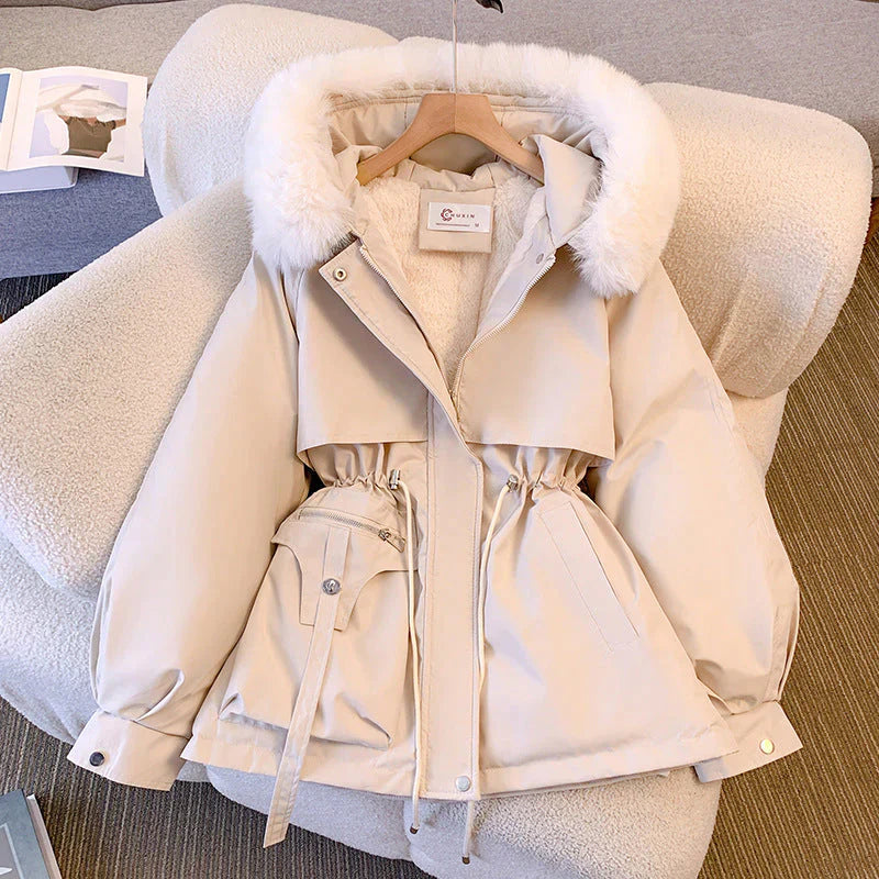Manteau Élégant à Col Fourrure