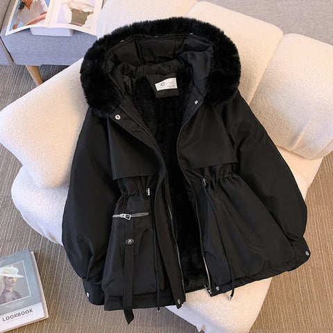 Manteau Élégant à Col Fourrure